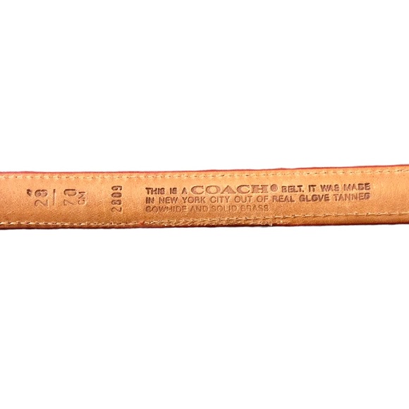 Vintage Coach red leather belt square brass buckle, small - Picture 6 of 7